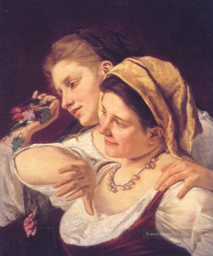 Mary Cassatt Werke - Zwei Frauen werfen Blumen Mütter Kinder Mary Cassatt